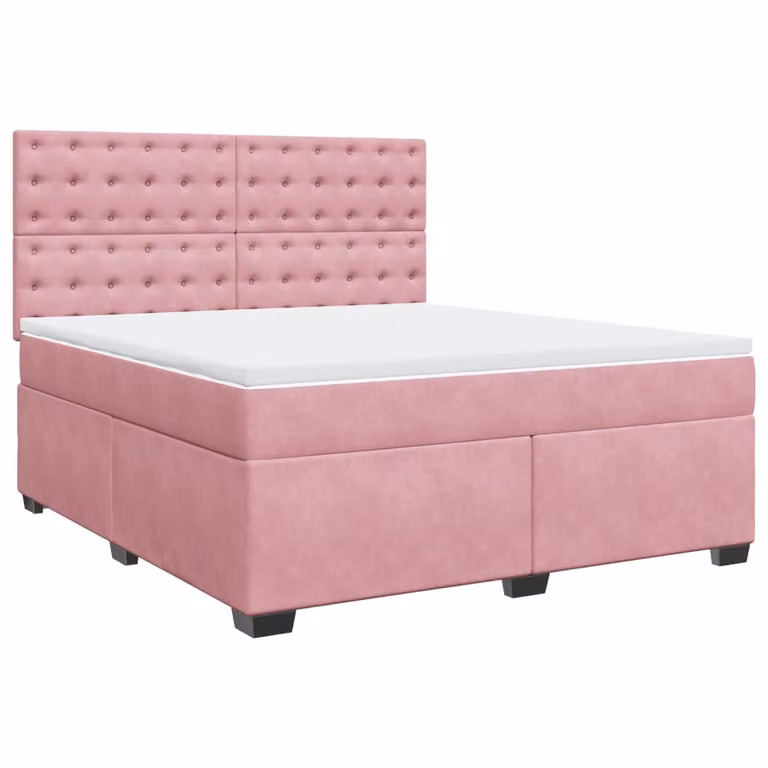 Giroletto a Molle con Materasso Rosa 180x200 cm in Velluto
