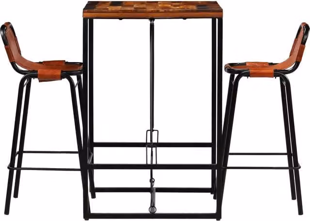 Set da Bar 3 pz in Massello di Recupero e Vera Pelle di Capra 246286