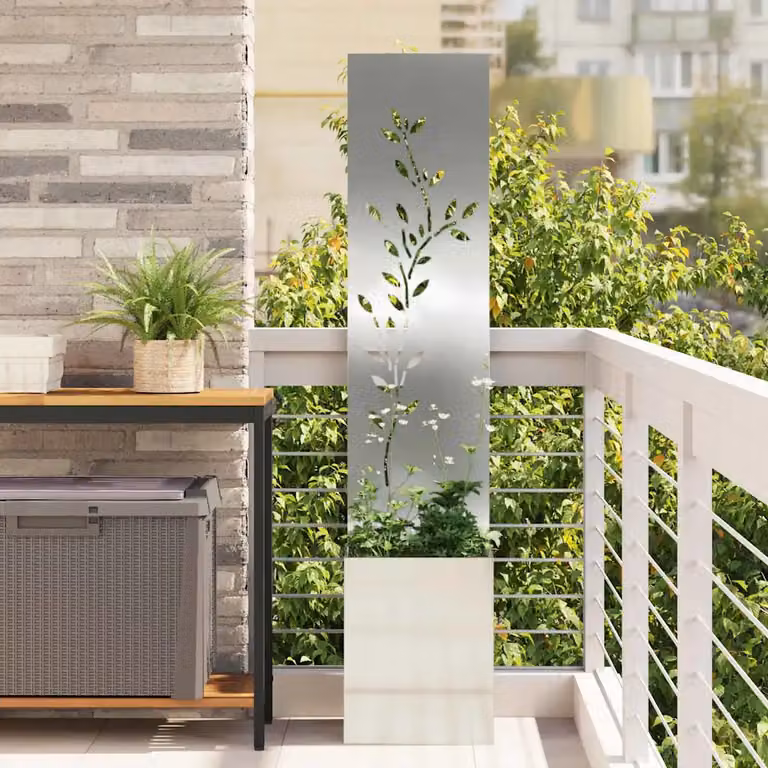vidaXL Paravento per privacy in giardino in acciaio zincato Argento L/P/H: 32 x 32 x 150 cm