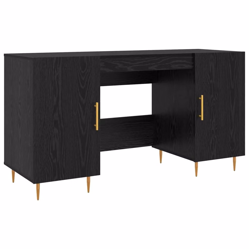 Scrivania moderna vidaXL in legno MDF nero L: 140 cm, P: 50 cm, H: 75 cm – 2