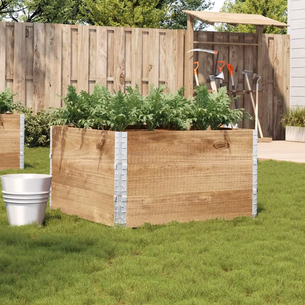 vidaXL Fioriera da Giardino Rialzata in Legno e Metallo, Colore Marrone, L/P/H: 100 x 100 x 60,5 cm