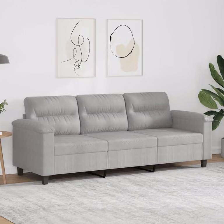 vidaXL Divano a 3 Posti Moderno in Microfibra Grigio L: 180 cm, P: 80 cm, H: 77 cm