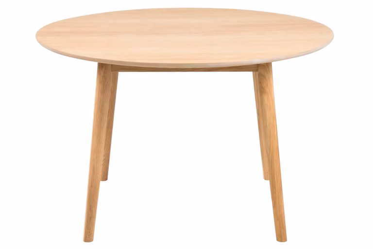 Tavolo da pranzo Nagano rotondo, impiallacciato in rovere, struttura in rovere, Ø120x75 cm