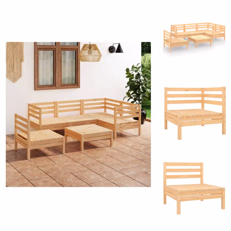 vidaXL Set di 6 pezzi da giardino in pino massiccio - Set di mobili da giardino