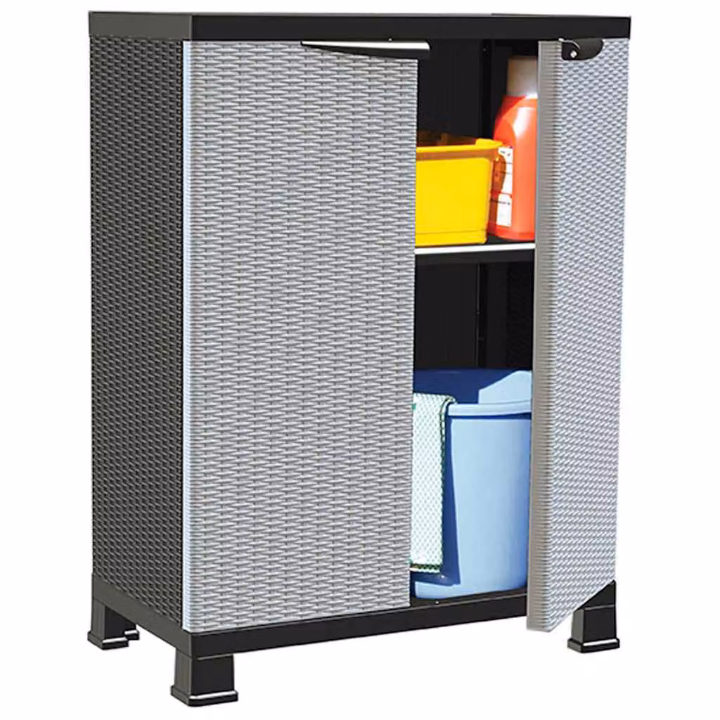 Armadietto da parete vidaXL in plastica grigia con ante a battente e serratura L/P/H: 68 x 39 x 92 cm