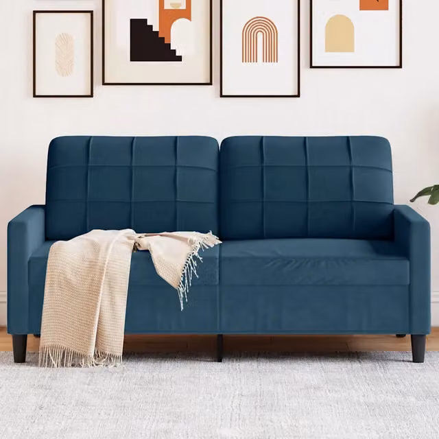 Divano a 2 Posti-Sofa 2 Posti Blu 140 cm in Velluto 218509