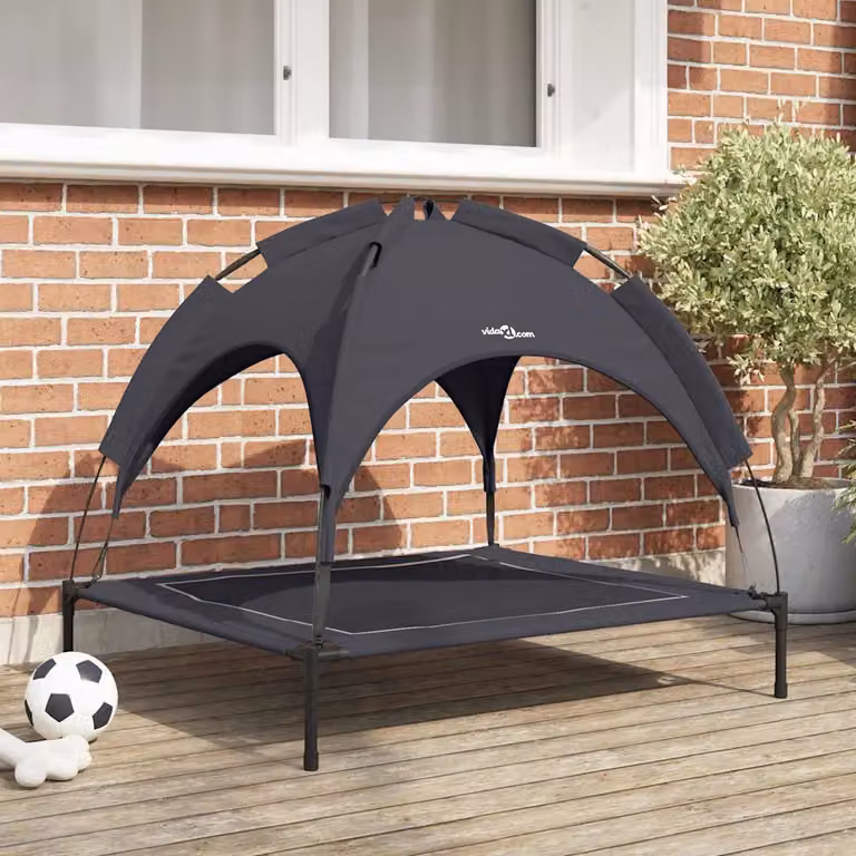 Letto per cani vidaXL in metallo nero con coperta rimovibile L 90 cm x P 81 cm x H 80,5 cm