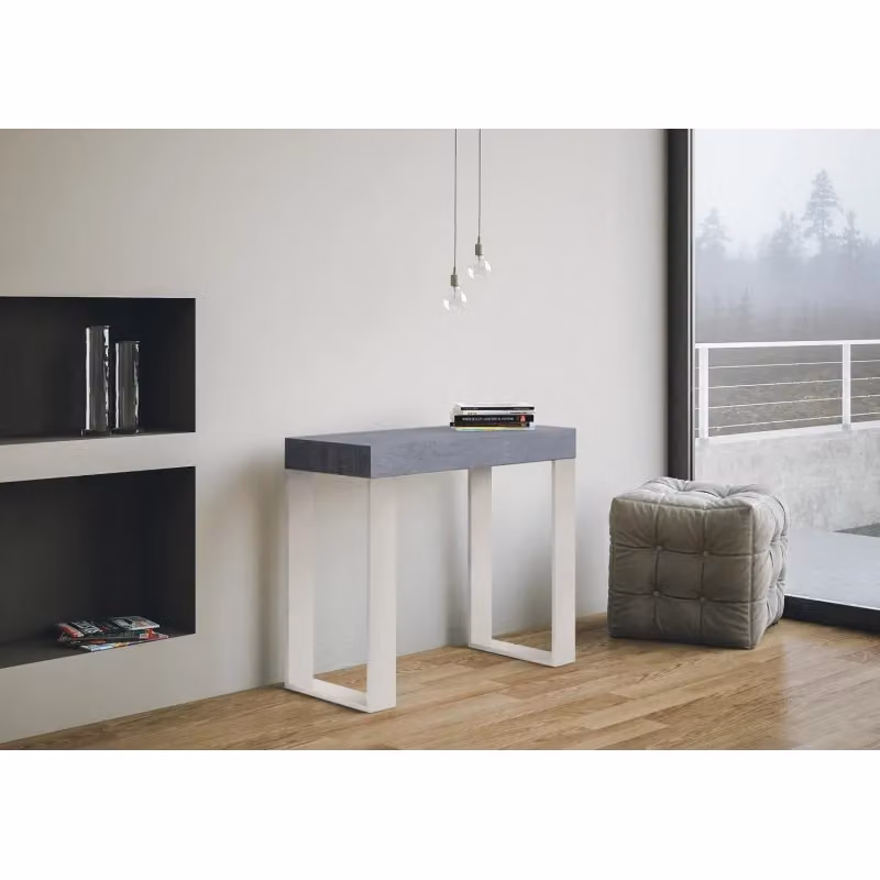Consolle allungabile Itamoby moderna in MDF laminato Bianco e Noce L/P: 90 x 40 cm fino a 300 cm – 2