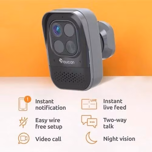 Telecamera di sicurezza wireless Toucan TSCP05GR-ML PRO, IP 1080p Full HD, rilevamento radar del movimento, visione 140°, certificazione IP56, batteria da 9750 mAh, colore Nero – 2