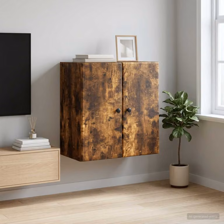 vidaXL Mobiletto a muro moderno marrone con ante a battente e ripiani interni L/P/H: 59 x 31 x 60 cm