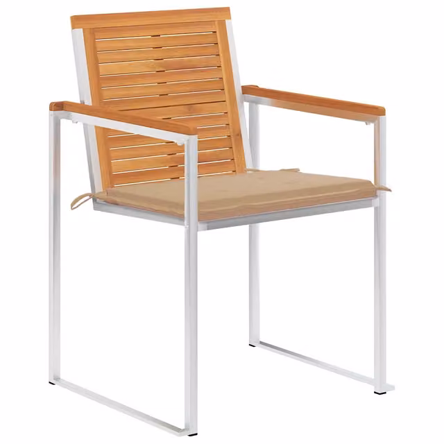 Sedie da Giardino con Cuscini 4 pz in Legno Massello di Acacia 3078473