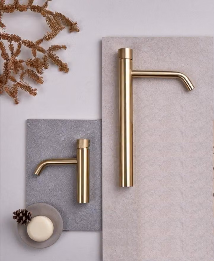 SANYCCES LOOP K ColdOpen Miscelatore monocomando per lavabo 36,3 cm, oro spazzolato