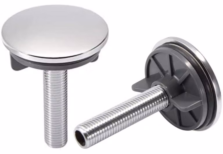 Schläfer 440810 - Tappo Copriforo Lavabo Bianco 50mm, Copriforo per Lavabo in Ottone, Tappo per Lavello Universale, Copri Foro Sanitari Lavandino Bagno, Cucina e Bidet, 2 Pezzi