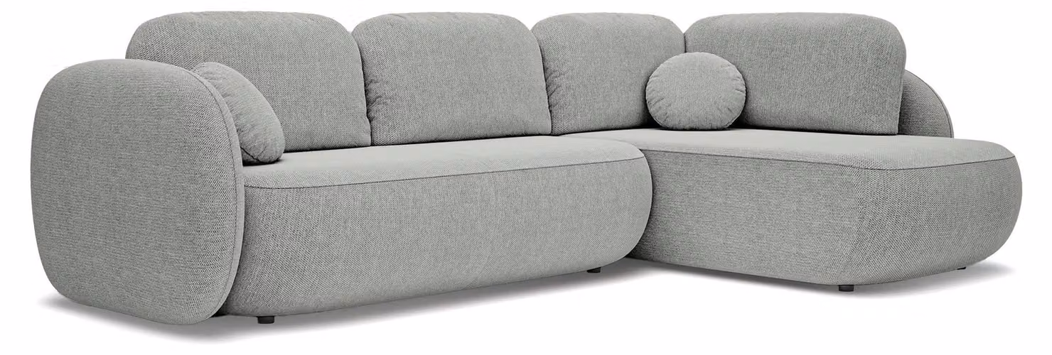 Divano angolare con funzione letto, modello Olemo, lato destro, colore grigio acciaio