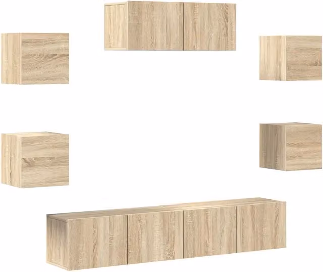 Set di Mobili Porta TV 7 pz | Armadietto TV | Mobile Porta TV Rovere Sonoma in Legno Multistrato