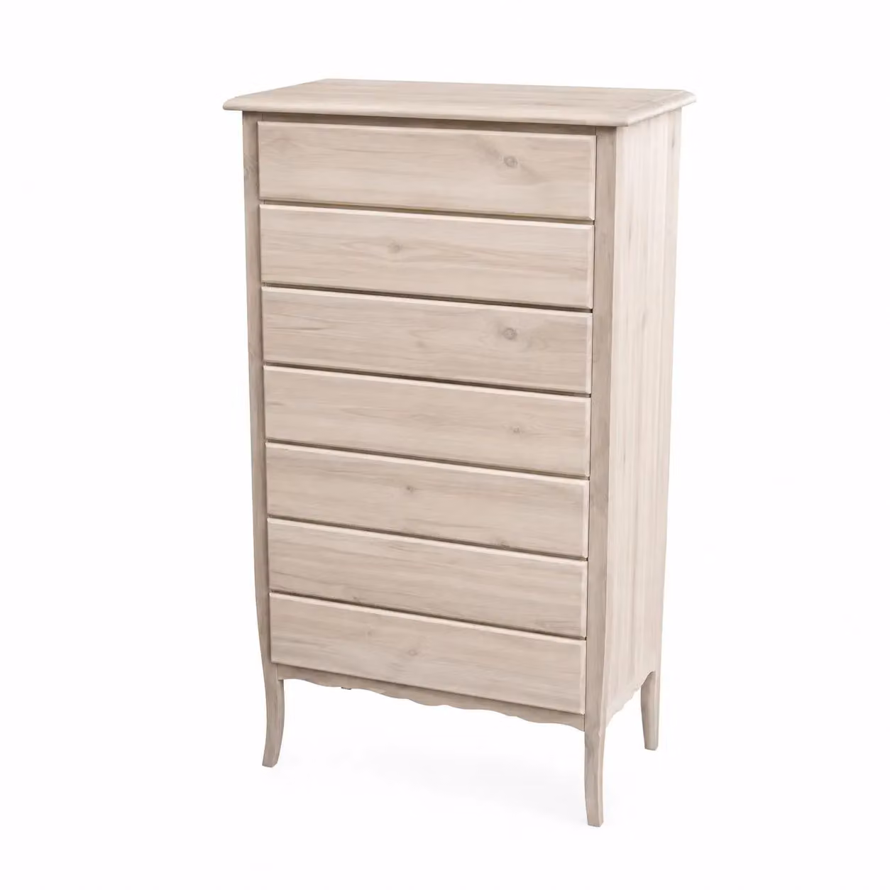 Cassettiera con 7 cassetti in legno grezzo marrone Mobili 2G L: 85 cm, P: 47 cm, H: 139 cm – 1