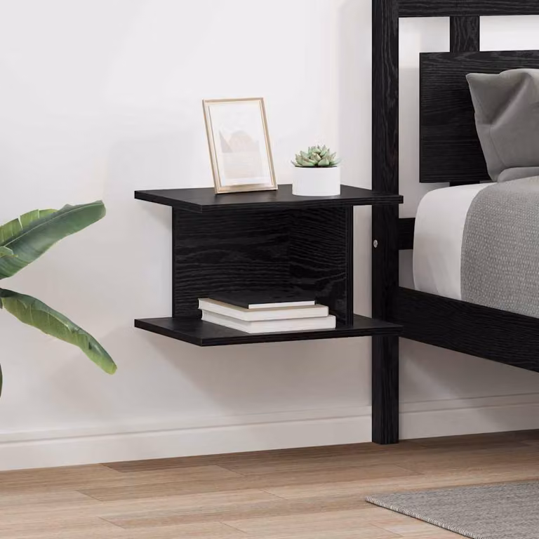 Set di 2 comodini sospesi vidaXL in legno MDF nero moderno L 40 cm x P 30 cm x H 25 cm