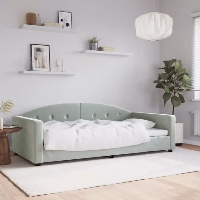 Letto moderno vidaXL imbottito grigio per camera da letto o soggiorno L/P/H: 190 x 110 x 75 cm