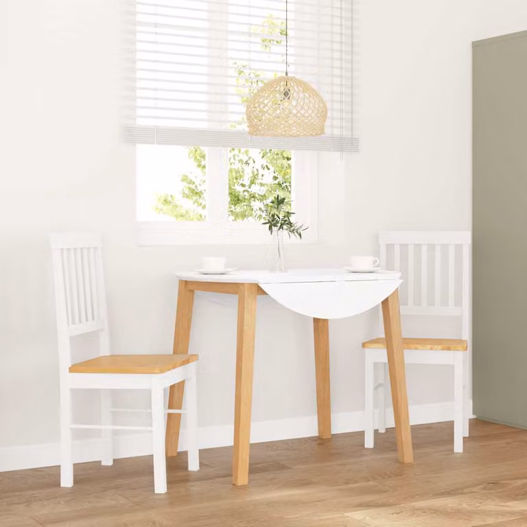 Set di 2 sedie da pranzo vidaXL in legno di Hevea massello, colore bianco, stile scandinavo