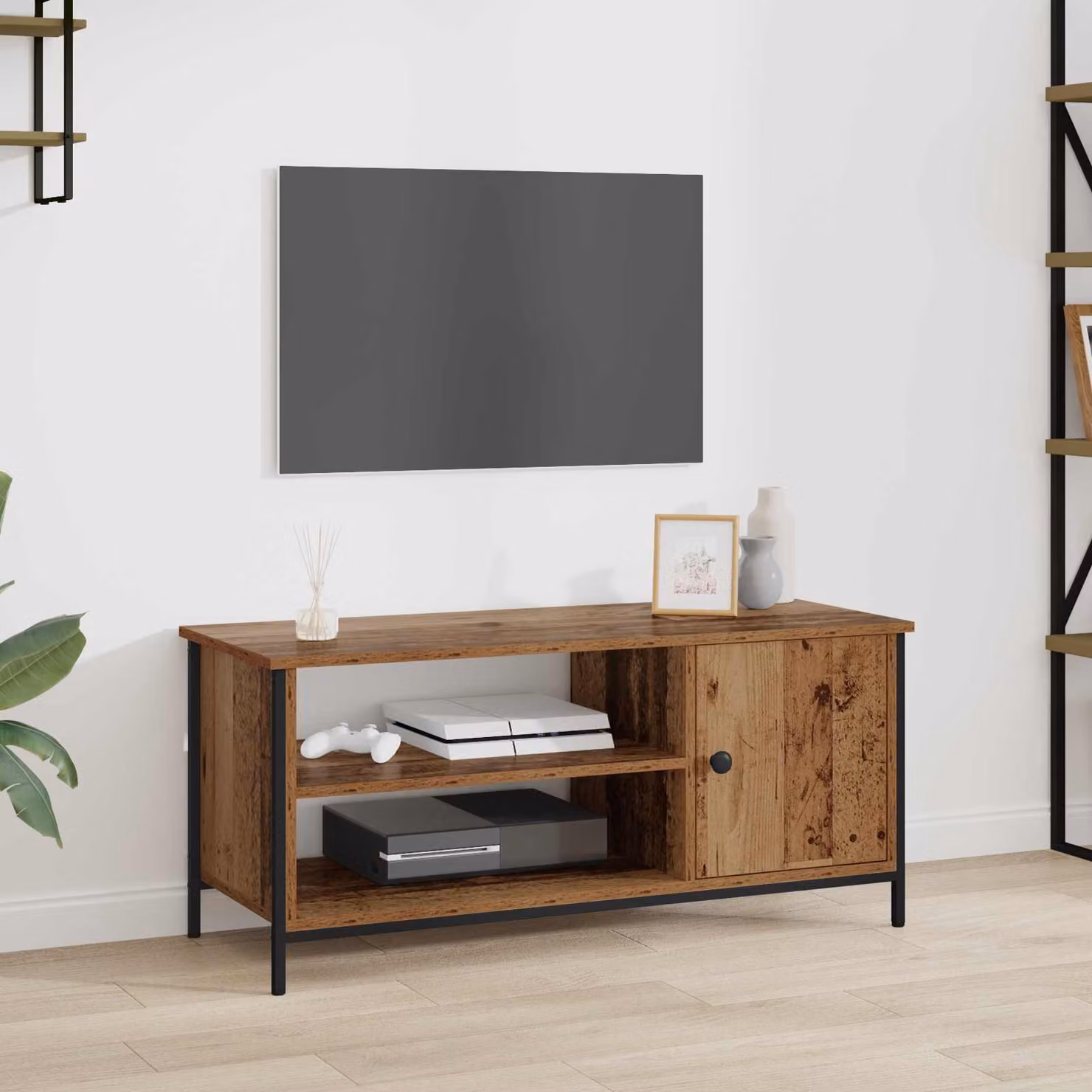 Mobile TV vidaXL moderno in legno e metallo marrone L 100 x P 40 x H 45 cm
