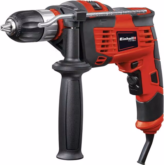 Trapano a percussione Einhell TC-ID 1000 E rosso con set di 64 accessori e potenza di 1010 W