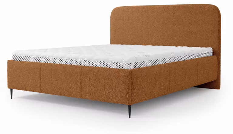 Letto imbottito con contenitore, modello Edi, con noci tostate, dimensioni 160 x 200 cm