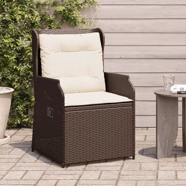 Sedie Reclinabili Giardino 2pz con Cuscini Marrone Polyrattan 368992