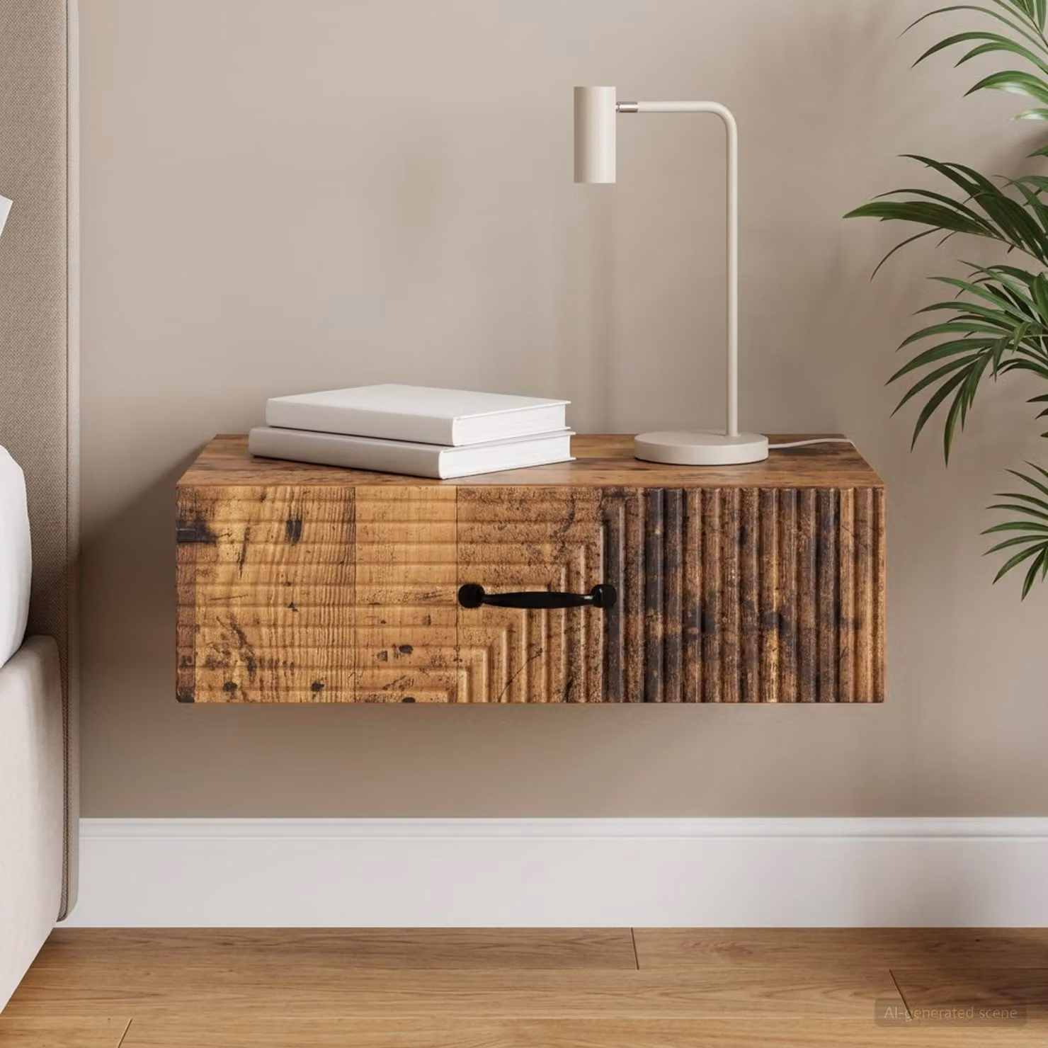 vidaXL Tavolino da Parete Laterale in Legno Antico Marrone L/P/H: 59 x 34,5 x 17 cm