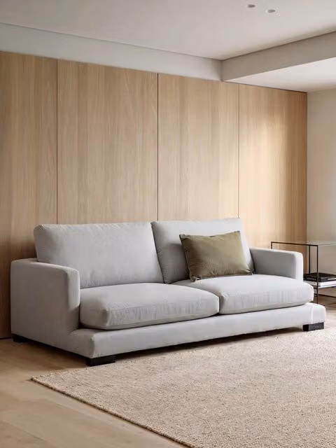 Divano a 3 posti Crate Kenay Home colore perla in tessuto moderno