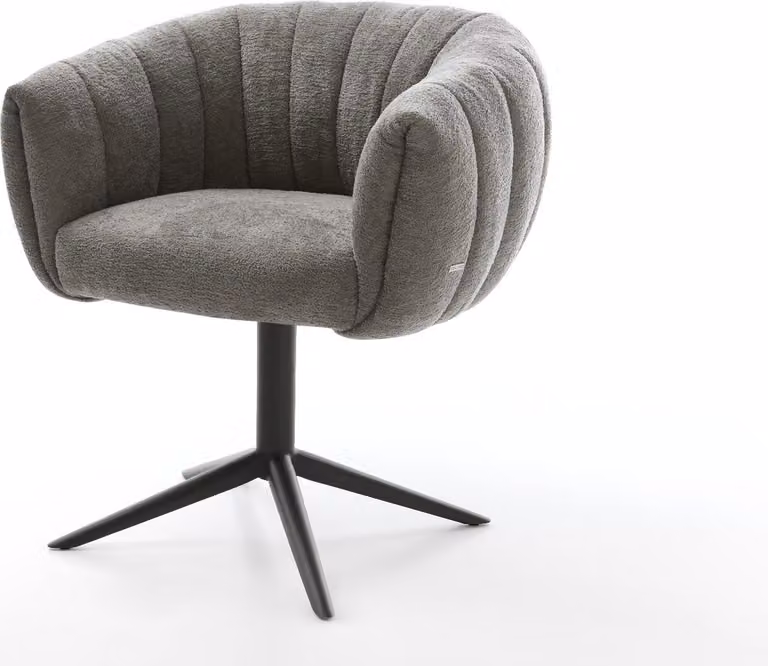 DELIFE Sedia girevole Jada-Flex, rivestita in tessuto bouclé effetto velluto, base a cinque razze color terracotta, girevole a 360°, con funzione basculante e imbottitura a molle insacchettate