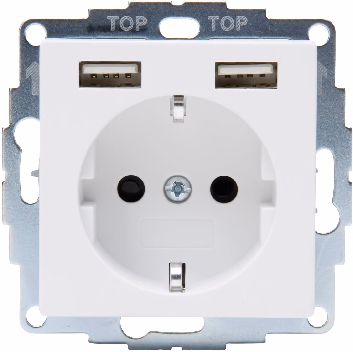 Presa da incasso Kopp HK07 con 2 porte USB, bianco artico opaco