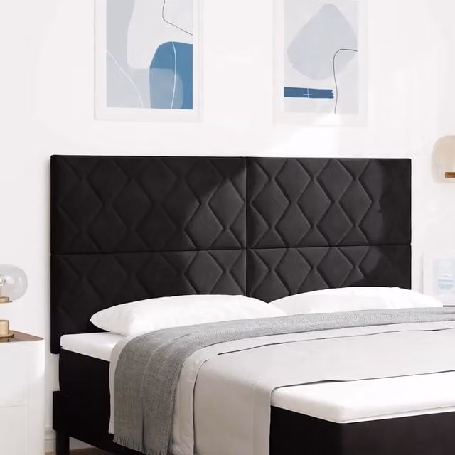 Testiera per letto con illuminazione LED vidaXL in velluto nero, Larghezza: 180 cm – 1
