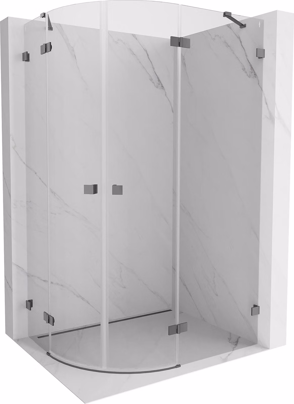 Mexen Lunar cabina doccia semicircolare a battente destra 100 x 80 cm, trasparente, gun metal - 833-100P-080L-95-00