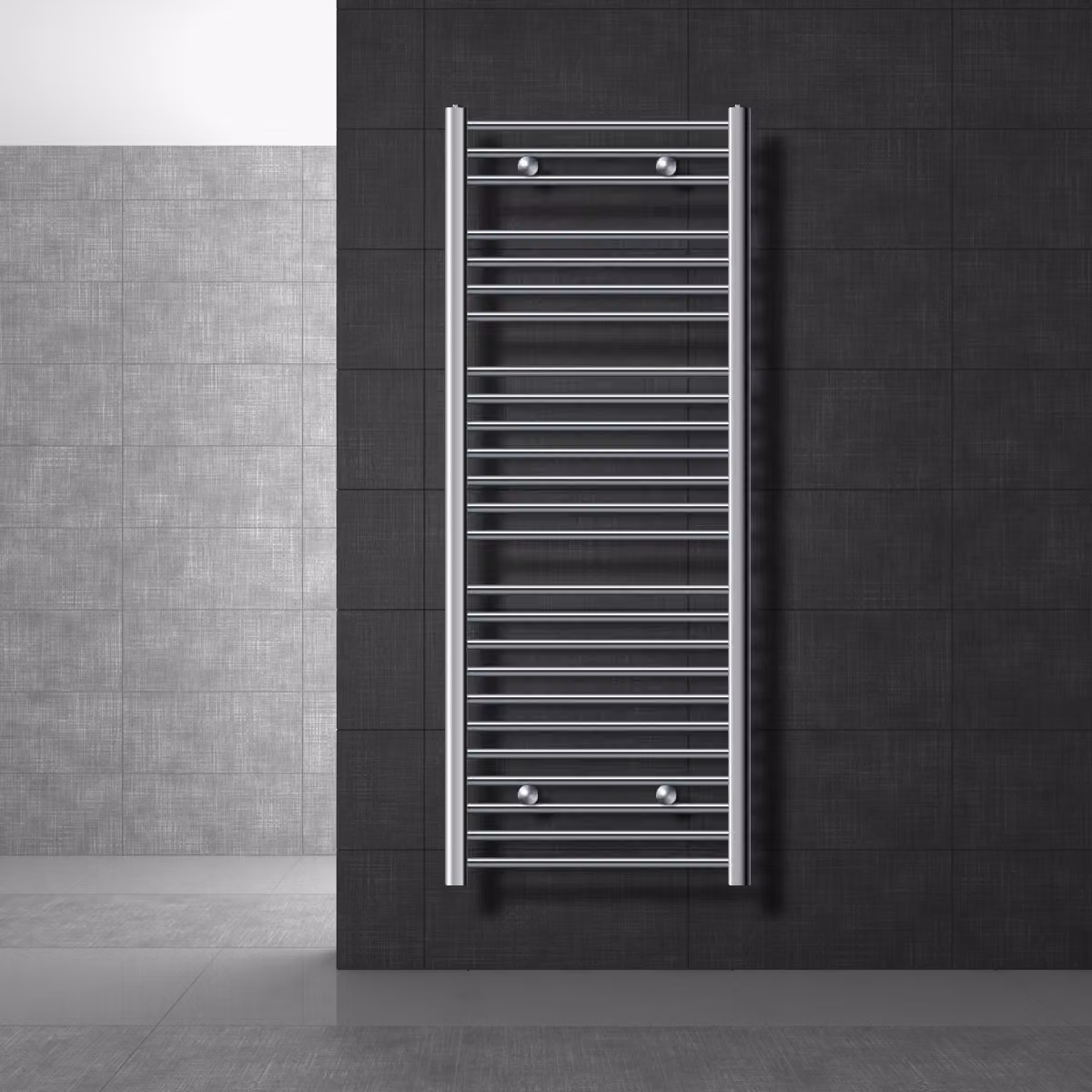 LuxeBath radiatore per bagno Sahara, 600x1500 mm, cromo, diritto con attacco laterale, senza elemento riscaldante
