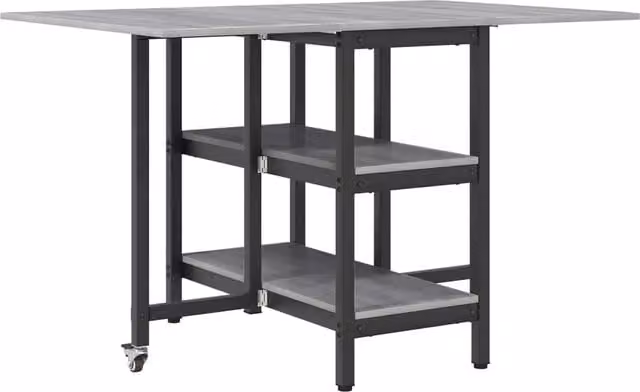 Tavolo da pranzo rettangolare moderno in MDF laminato grigio con piano pieghevole e ruote L: 122 cm, P: 80 cm, H: 76,5 cm