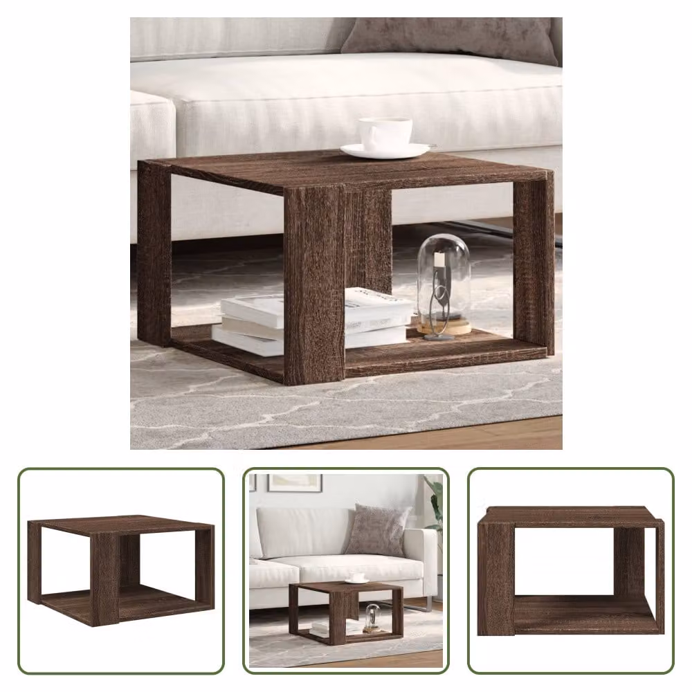 Tavolino The Living Store in rovere marrone 51,5x51,5x30 cm materiale in legno