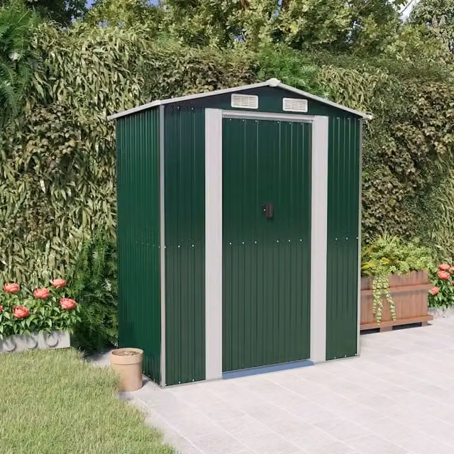 Capanno da Giardino Verde 192x108x223 cm in Acciaio Zincato 319267