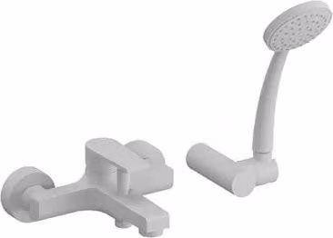 Miscelatore per vasca a leva singola Mariani serie Artic bianco opaco con kit doccia incluso