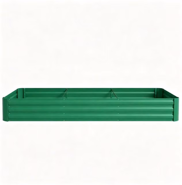 Orto rialzato OKWISH su gambe in acciaio zincato verde con bordo di sicurezza e barre di rinforzo per esterno L: 120 cm, P: 120 cm, H: 30 cm – 1