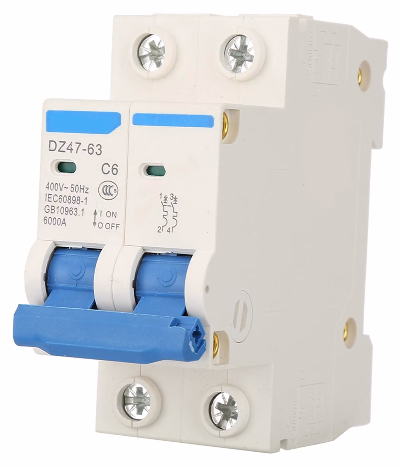 Interruttore differenziale miniaturizzato 2P, 400V, 6A, con 20.000 cicli