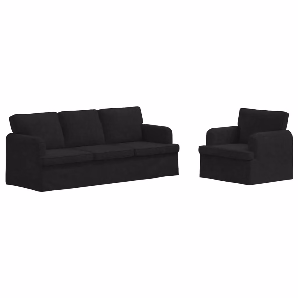 Set di 2 divani vidaXL moderni in tessuto nero con struttura in metallo L/P/H: 201 x 144 x 85 cm – 2