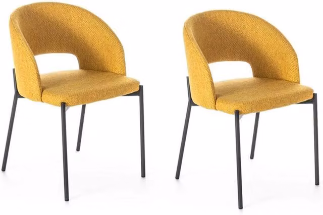 Set 2 Sedie 52x55,5xH78,5 cm in Tessuto Greta Giallo