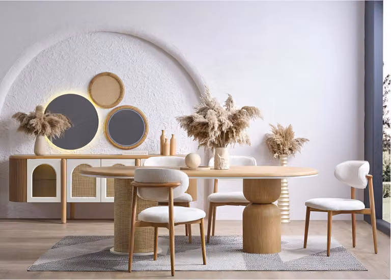 Moderner braun ovaler Esstisch aus Holz Hochwertig Möbel luxuriöse Hochwertig