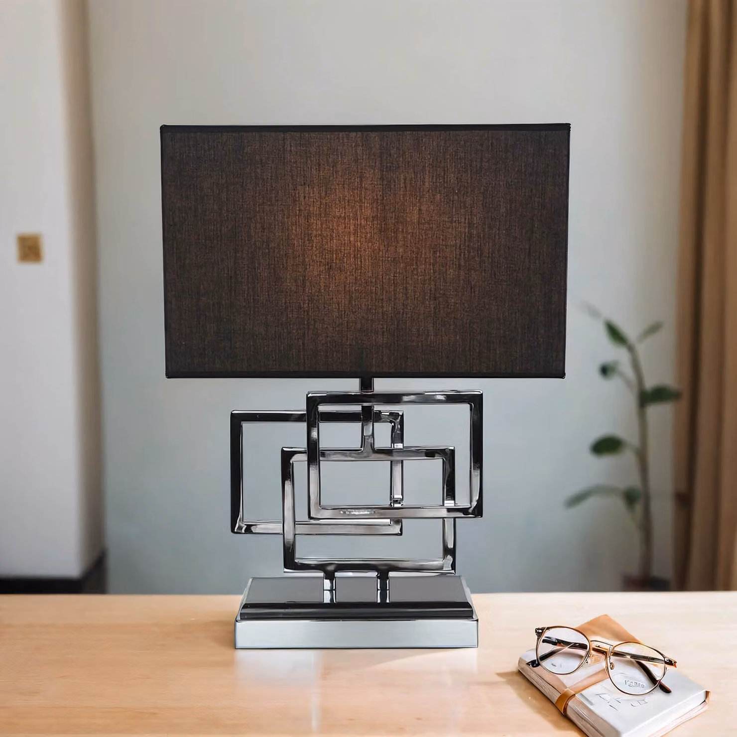 Lampada da tavolo tessuto metallo 49 cm E27 tessuto argento lampada da tavolo camera da letto comodino