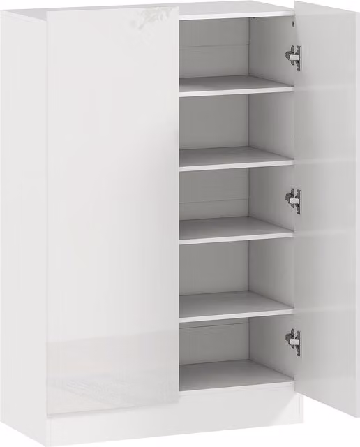Scarpiera da ingresso HOMCOM con 2 ante, chiusura soft close e ripiani regolabili per 20 paia di scarpe, bianco lucido