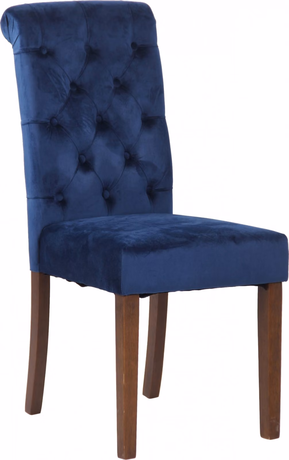 Sedia da pranzo CLP Lisburn, con schienale in stile Chesterfield, colore blu, materiale: velluto