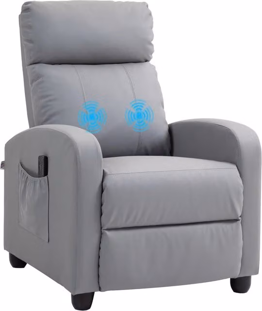 Poltrona Relax Recliner GIORDANOSHOP Grigio con Braccioli e Struttura in Metallo L: 68 cm, P: 88 cm, H: 98 cm