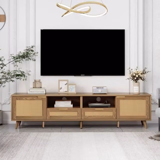 Mobile TV 200x37x49 cm in truciolare color Oak con 2 cassetti e 2 ante