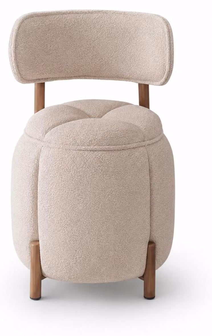Pouf moderno, beige, dal design raffinato, minimalista, elegante, curato e