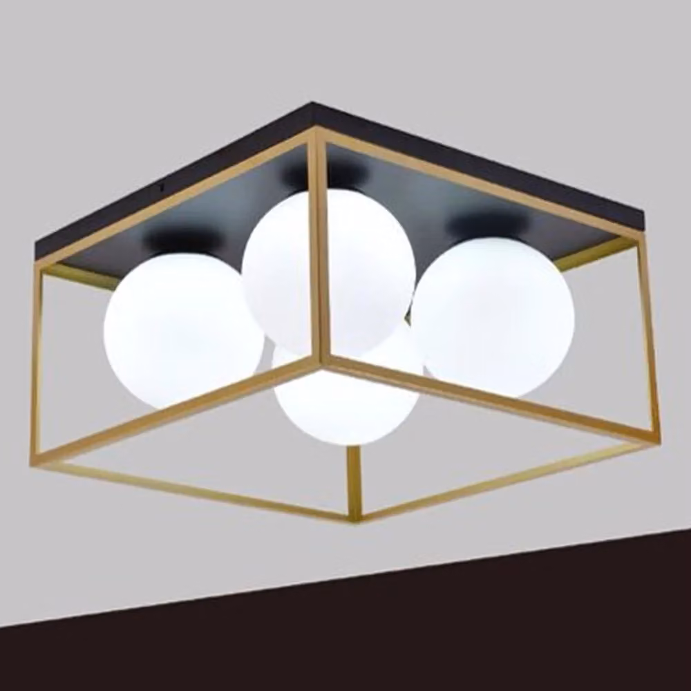 Plafoniera da soffitto Trade Shop Traesio in metallo nero e bronzo con 4 sfere in vetro e attacco G9 C76-4 – 2